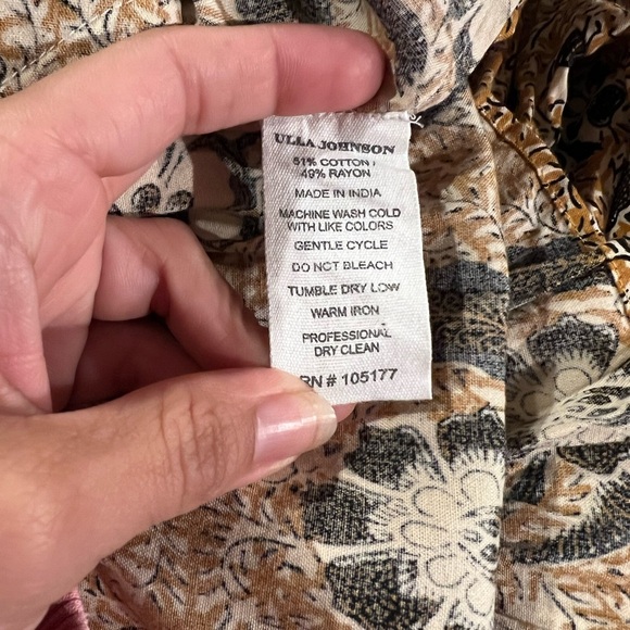 Ulla Johnson Nailah Printed Puff Sleeve Belted Pocket Mini Dress Size 2 - Picture 14 of 15